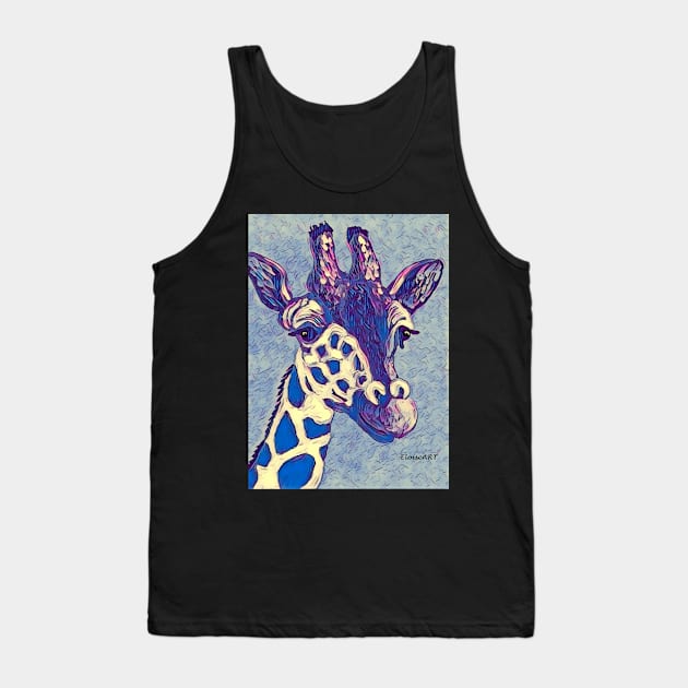 Blue Giraffe Tank Top by EloiseART